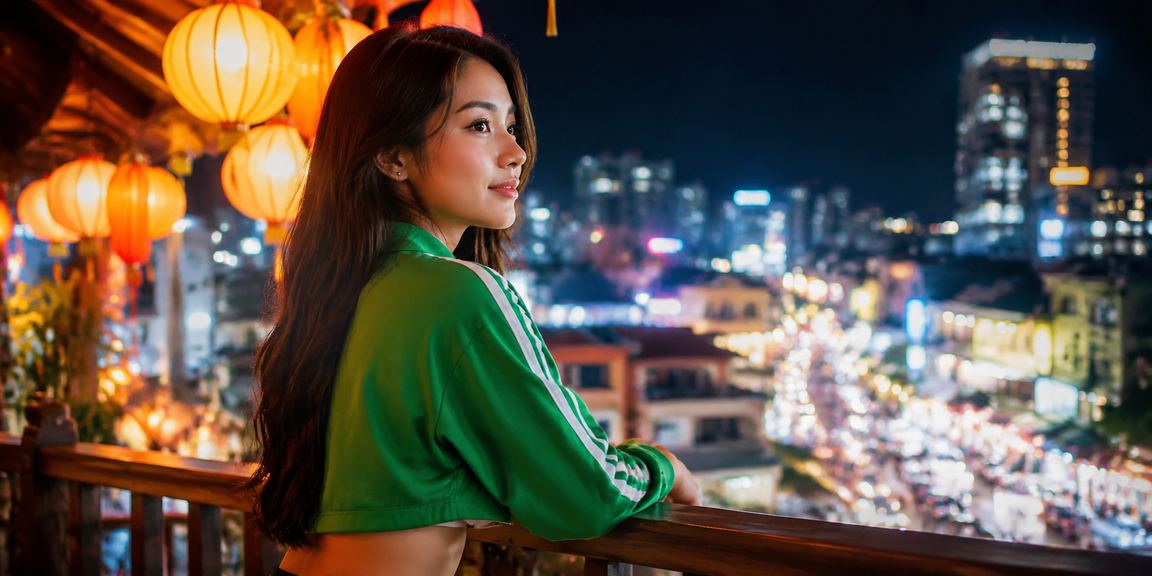 Người dùng Hội An tham gia casino trực tuyến ban đêm tại khu phố cổ